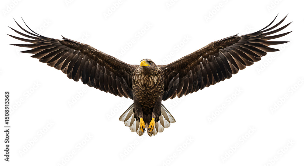 Fototapeta premium Majestic Eagle in Flight Detailed Wingspan and Powerful Posture