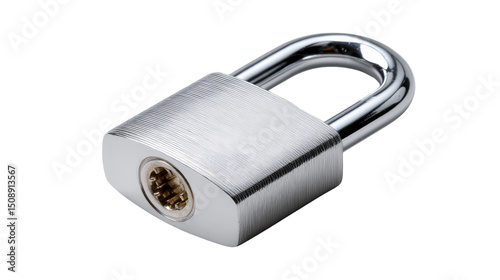 Secure Silver Padlock: A close-up shot of a polished, silver padlock, a symbol of security and protection, gleaming against a neutral backdrop, conveying the essence of privacy and safety.