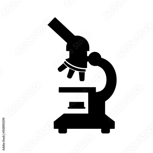 Minimalist black silhouette of a microscope illustration for researchers