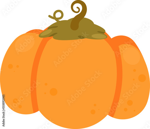 Cute Orange Pumpkin Illustration Autumn Harvest Vegetable Graphic