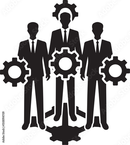 Business Teamwork Success and Global Achievement Concept – Silhouette Vector Illustration