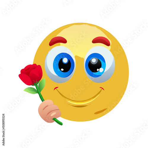 Emoticon Giving Red Rose
