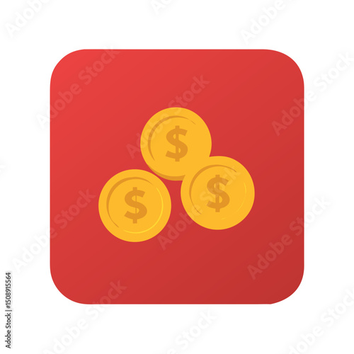 Golden Coins on Red Background
