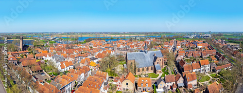 Obraz na płótnie Aerial panorama from the fortified city Heusden in the Netherlands w salonie