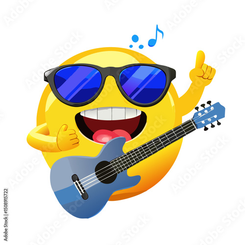 Rockstar Emoticon with Guitar
