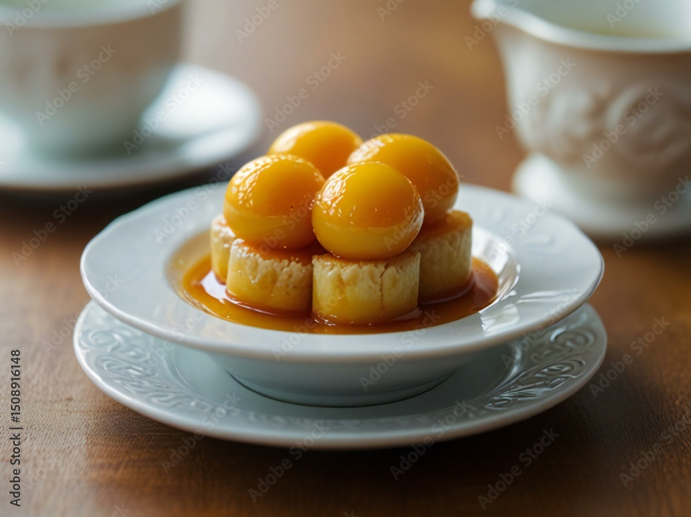Delicious caramel flan dessert with creamy texture Delicious caramel flan dessert with creamy texture
