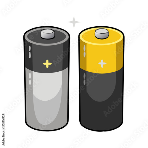 Two Cartoon Batteries with Plus Symbols


