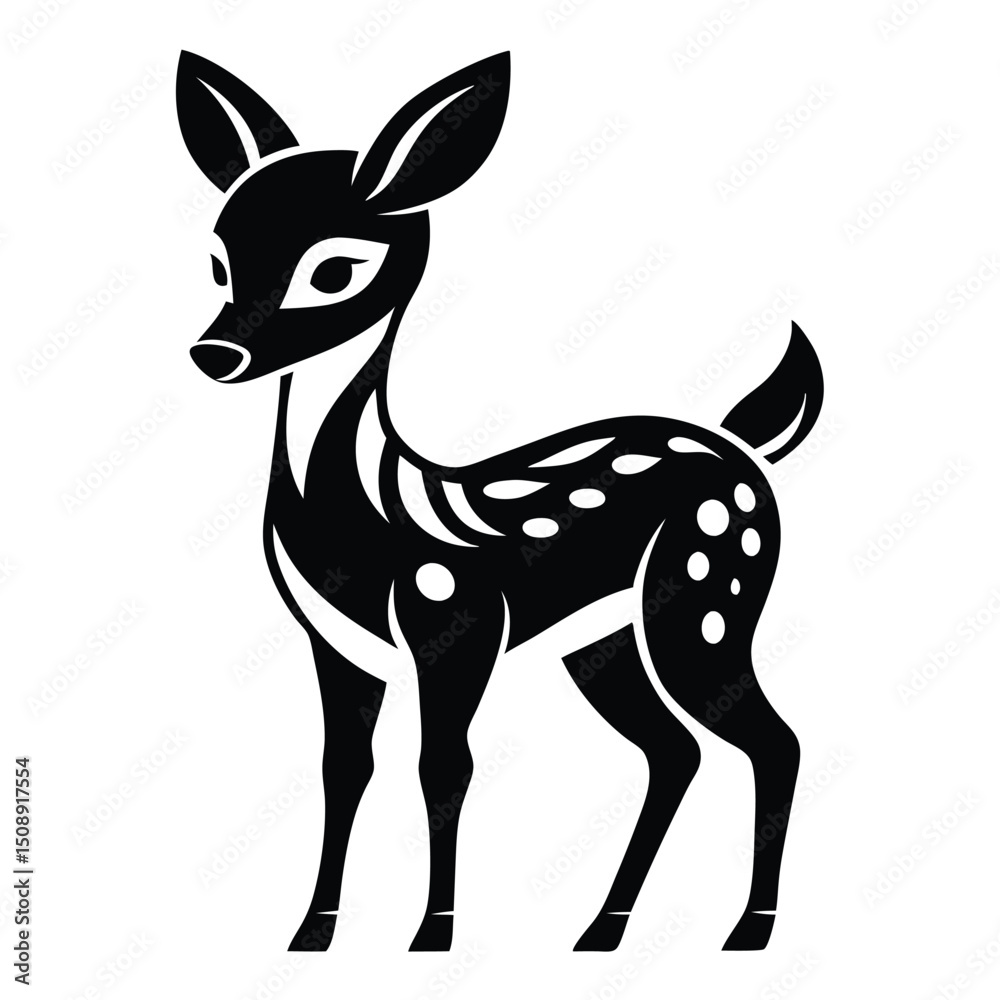 Obraz premium Cute wild animal cartoon deer silhouette vector illustration