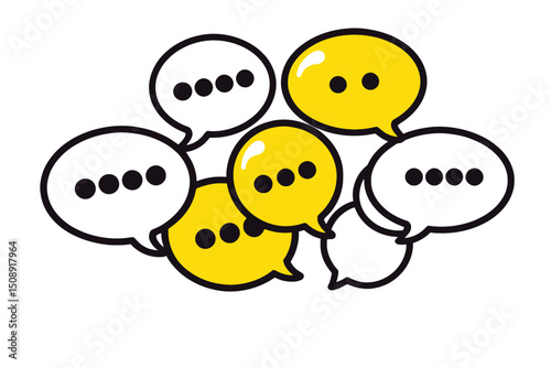 Communication Bubbles in Yellow and White- Social Media Dialogue- Chat Icon Illustration for Business and Marketing Concepts- Graphic Design for Messaging Platforms