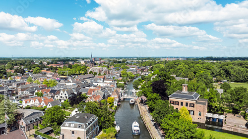 Obraz na płótnie Aerial from the historical town Loenen aan de Vecht in the Netherlands w salonie