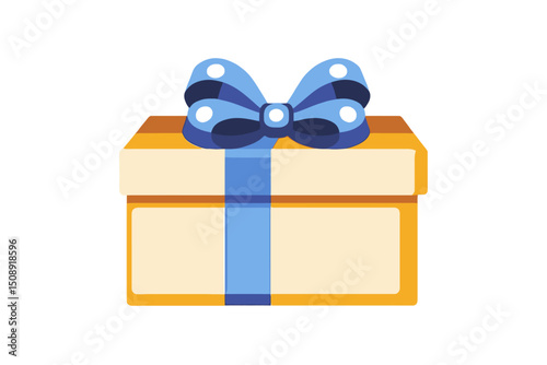 Gift Box with Blue Bow - Illustration of a Wrapped Present for Celebrations - Perfect for Holiday Greetings and Birthday Wishes
