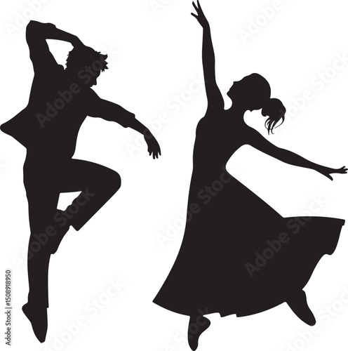 Expressive Dancer in Mid-Spin Silhouette

Powerful Dance Leap Vector Illustration

Contemporary Dancer in Motion Silhouette Art

Hip-Hop Dancer in Action Pose Vector

Ballet Dancer Striking a Bold Pos
