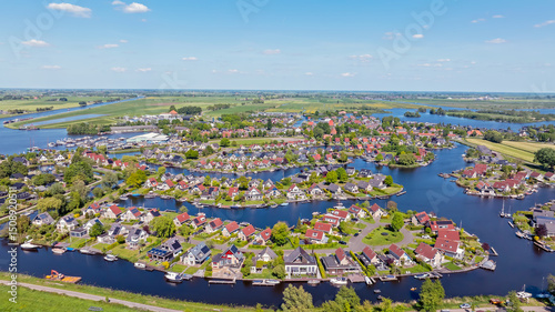 Obraz na płótnie Aerial from the touristic town Terherne at the Sneekermeer in Friesland the Netherlands w salonie
