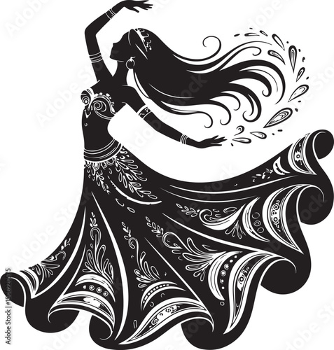 Expressive Dancer in Mid-Spin Silhouette

Powerful Dance Leap Vector Illustration

Contemporary Dancer in Motion Silhouette Art

Hip-Hop Dancer in Action Pose Vector

Ballet Dancer Striking a Bold Pos