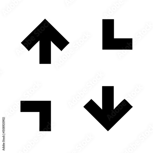 Vector icons of directional arrows for navigation, black and white, minimalistic design, copy space