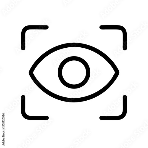 Outlined eye icon with a focus frame indicating observation or scanning