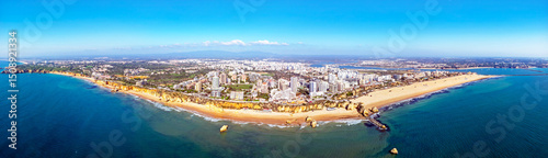 Obraz na płótnie Aerial panorama from Praia da Rocha and the city Portimao in the Algarve Portugal w salonie