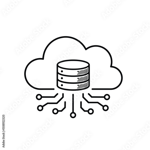 Minimalist cloud database illustration representing modern data storage technology