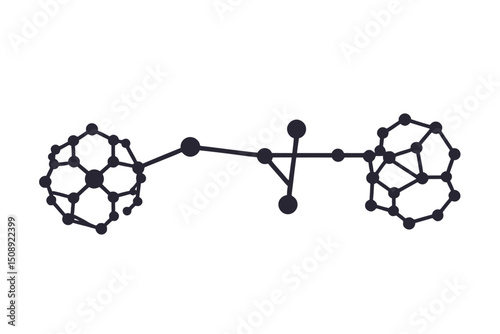 Connected Molecular Structure Graphic - Black and White Scientific Illustration - Chemical Bonding Visual for Education and Research - Molecular Model Representation