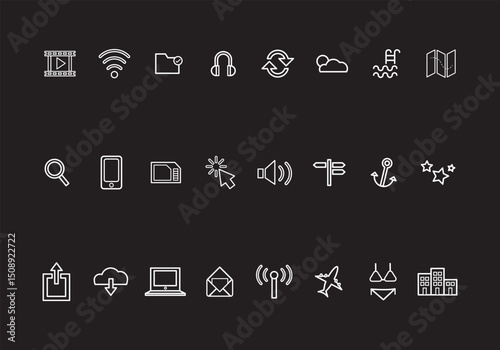 Office and Business Editable Icons set. Vector illustration in modern thin line style of business related icons: teamwork, documents, devices, and more. Pictograms and infographics for mobile apps.