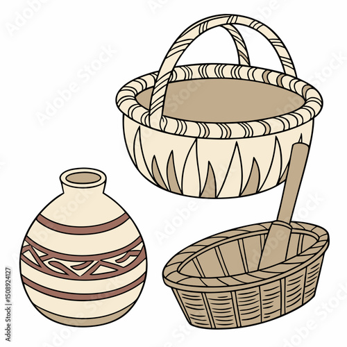 wicker basket vector illustration