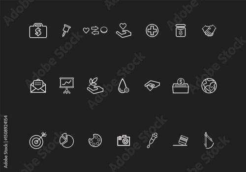 Office and Business Editable Icons set. Vector illustration in modern thin line style of business related icons: teamwork, documents, devices, and more. Pictograms and infographics for mobile apps.