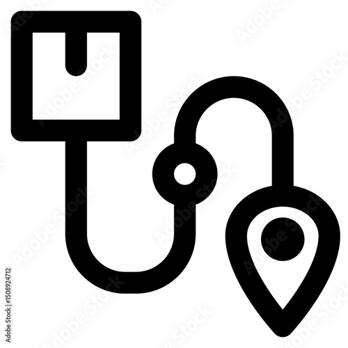 Shipping route icon with line and simple style