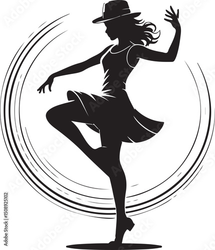 Expressive Dancer in Mid-Spin Silhouette

Powerful Dance Leap Vector Illustration

Contemporary Dancer in Motion Silhouette Art

Hip-Hop Dancer in Action Pose Vector

Ballet Dancer Striking a Bold Pos