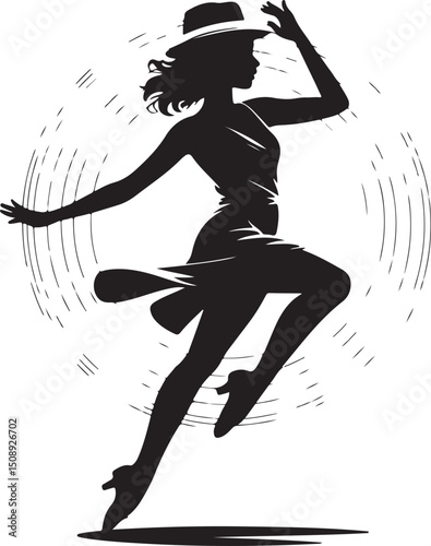 Expressive Dancer in Mid-Spin Silhouette

Powerful Dance Leap Vector Illustration

Contemporary Dancer in Motion Silhouette Art

Hip-Hop Dancer in Action Pose Vector

Ballet Dancer Striking a Bold Pos