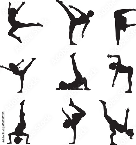 Expressive Dancer in Mid-Spin Silhouette

Powerful Dance Leap Vector Illustration

Contemporary Dancer in Motion Silhouette Art

Hip-Hop Dancer in Action Pose Vector

Ballet Dancer Striking a Bold Pos