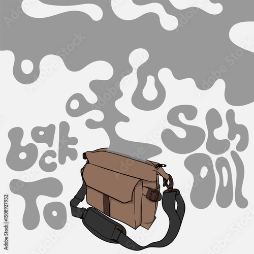 back to school. vector illustration of sling bag emitting dark smoke and forming back to school text