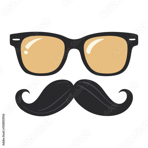 Modern vector illustration of a hipster glass with a mustache