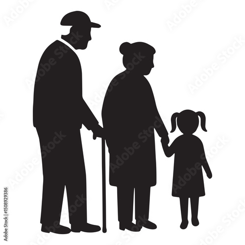 Silhouette of Grandparents and Grandchild A Timeless Bond of Family