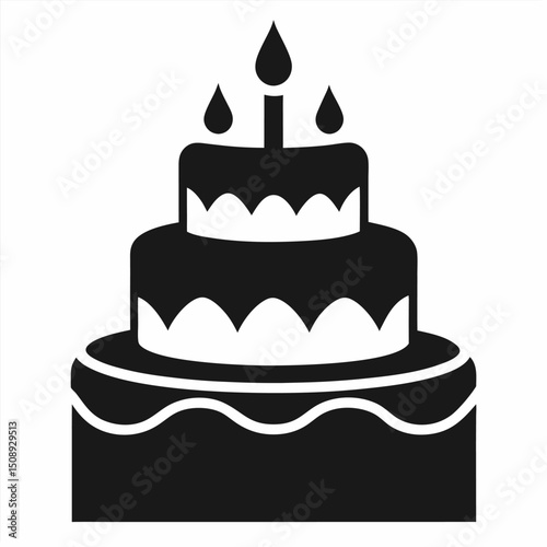 Sweet chocolate birthday cake with candles, a delicious vector illustration for happy party celebrations