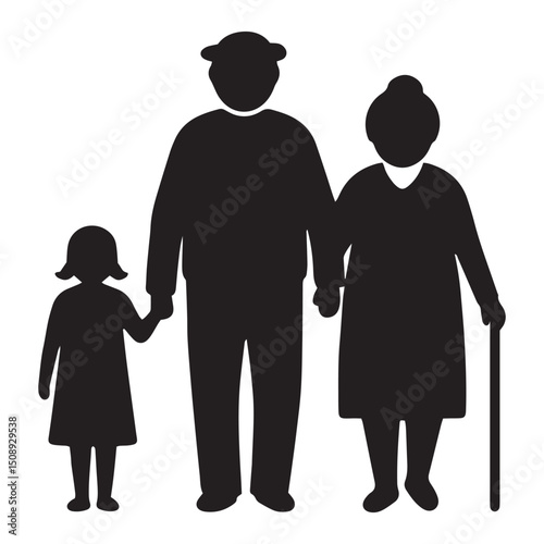 Multigenerational Family Silhouette Grandparents, Child,  Connection, Legacy, Love