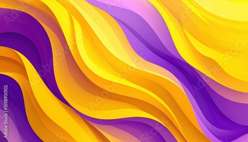 Abstract Background With Yellow And Purple Wavy Shapes