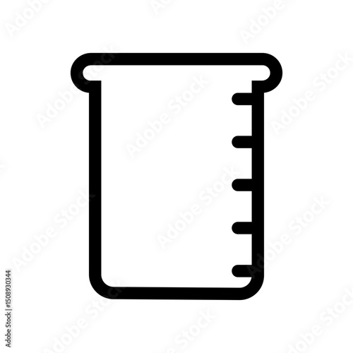 Black and White Illustration of a Measuring Beaker Icon with Markings