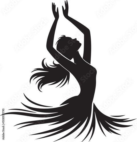 Dynamic Dance Pose Silhouette Art

Expressive Dancer in Motion Vector

Graceful Movement Dance Illustration

Stylish Dancer Silhouette Design

Energetic Dance Performance Vector