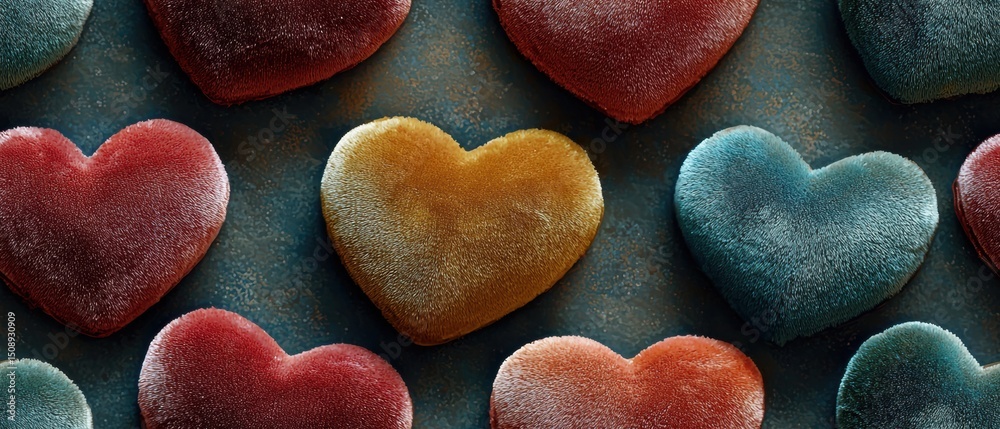 Obraz premium Luxurious Velvet Heart Pattern Stickers Display