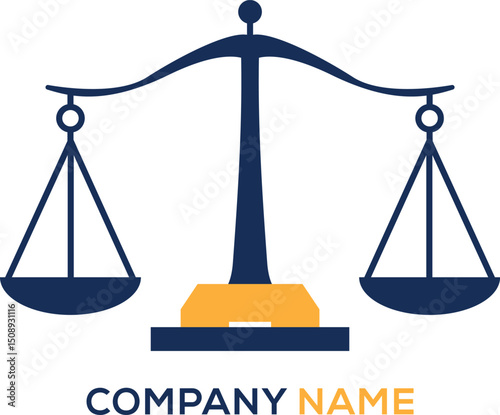 Law office, attorney, lawyer logo or label. Scales of justice, gavel symbol. Vector illustration