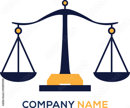Law office, attorney, lawyer logo or label. Scales of justice, gavel symbol. Vector illustration