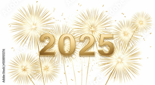 Celebrate 2025 Fireworks  Golden Numbers New Year Design