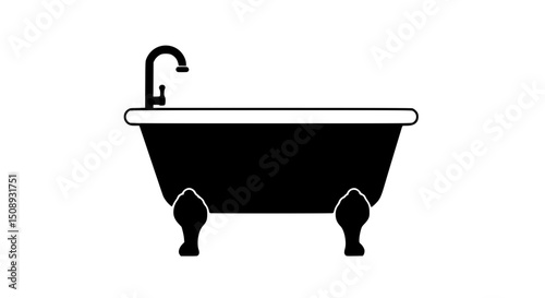 Home Interior Bath Fixture Black And White Icon
