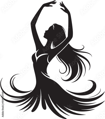 Dynamic Dance Pose Silhouette Art

Expressive Dancer in Motion Vector

Graceful Movement Dance Illustration

Stylish Dancer Silhouette Design

Energetic Dance Performance Vector