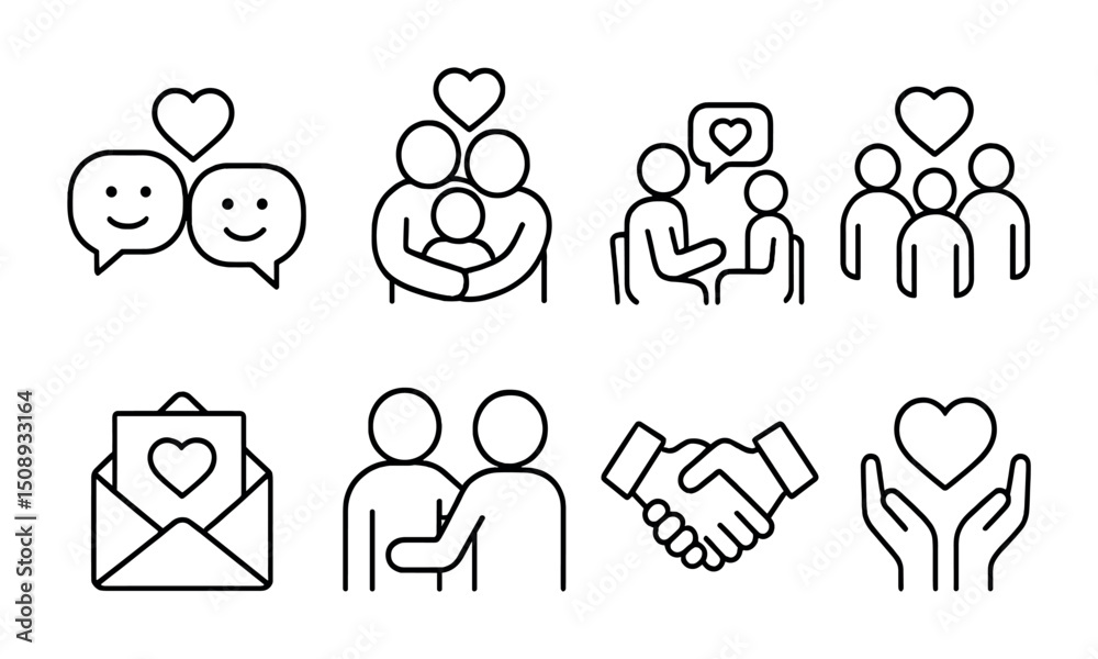 Family and relationship icons for communication and connection Family and relationship icons for communication and connection