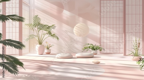 Zen Wellness Reset pastel cozy retreat, Zen Wellness Reset calm clean design, Zen Wellness Reset indoor