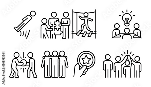 Team building and innovation concept icons for collaborative projects