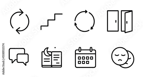 Simple outline icons for business and communication design projects