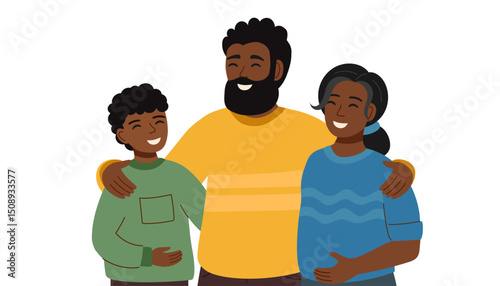 Family illustration clipart isolated on white. Father, mother and child. Family concept, fathers day concept. Vector flat hand drawn illustration.