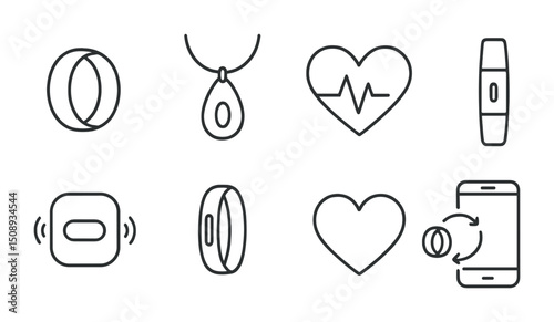 Wearable technology and health icons for modern fitness and wellness design